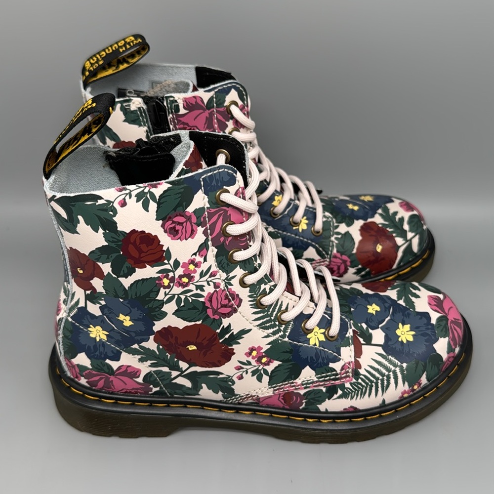 Dr. Martens 1460 Junior Floral Print Combat Boots Youth US 3 / EU 34‎